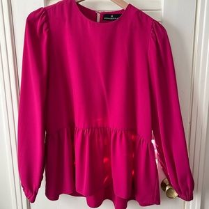 Tuckernuck Pink Long Puff Sleeve Blouse Size S